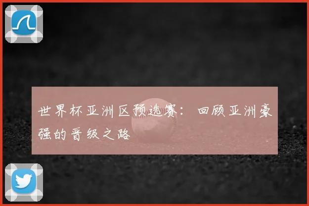 世界杯亚洲区预选赛:回顾亚洲豪强的晋级之路